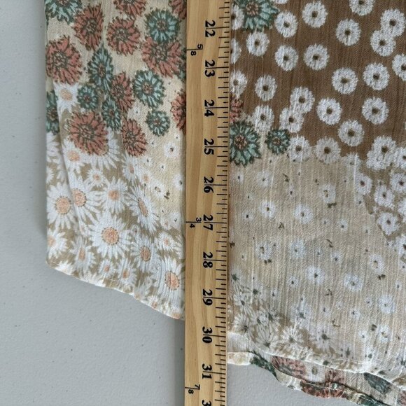 Bohemian Kimono One Size Floral Relaxed Tan Brown Beach Summer Coverup - Picture 6 of 7